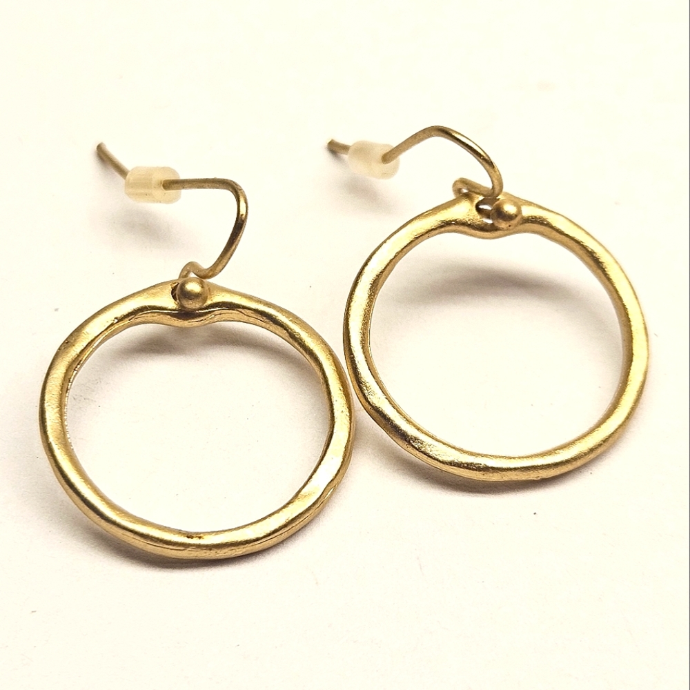 Brushed Gold Ring Earrings